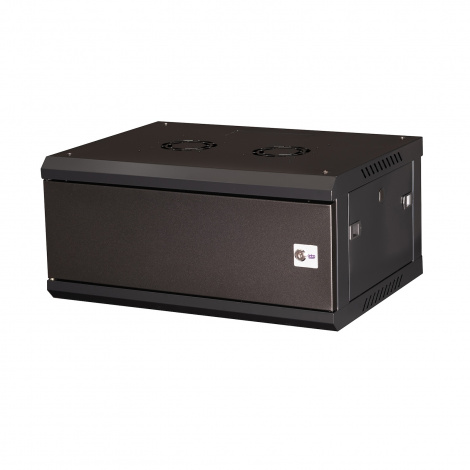 Шкаф 19" телекоммуникационный настенный, 4U 280x600х450 мм, дверь металл, черный